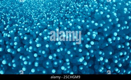 Une vaste étendue de sphères bleues superposées dans différentes nuances, créées par le rendu 3D. Le design forme un motif texturé qui peut servir de backgr Banque D'Images