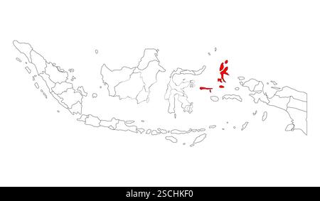 Indonésie détail de la forme de la carte du Nord Maluku, illustration vectorielle de symbole d'icône de concept graphique Flat Web . Illustration de Vecteur