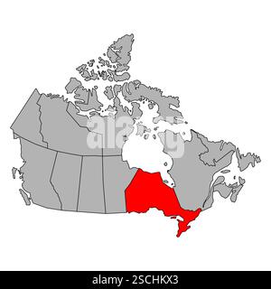 Forme de la carte de l'Ontario du Canada, illustration vectorielle d'icône de concept plat de Web de voyage . Illustration de Vecteur