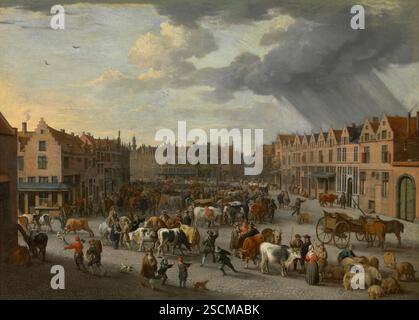 Le Vieux marché au bœuf à Anvers, milieu de la fin du XVIIe siècle. Banque D'Images