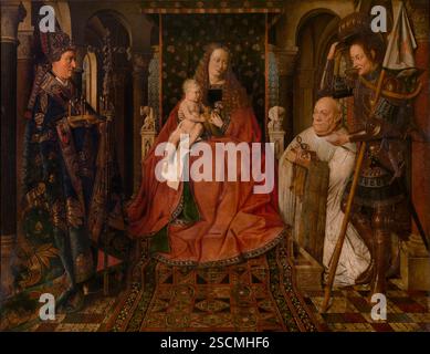 Madone entourée de Saint Georges, Saint Donatianus de Reims et le donateur chanoine Van der Paele, c1430. Banque D'Images