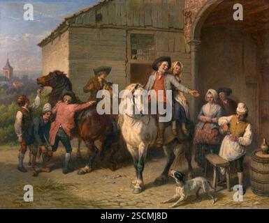 Cavaliers à l'auberge, 1856. Banque D'Images