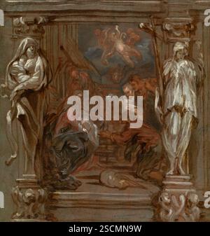 L'Adoration des bergers, 1649-1650. Banque D'Images