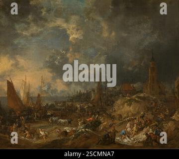 La plage de Scheveningen, c1691-1713. Banque D'Images