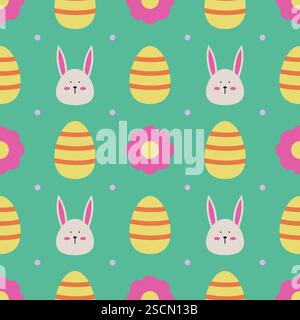 Motif de Pâques sans couture avec visages de lapin Illustration de Vecteur