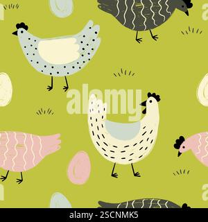 Motif de Pâques sans couture avec poulets Illustration de Vecteur