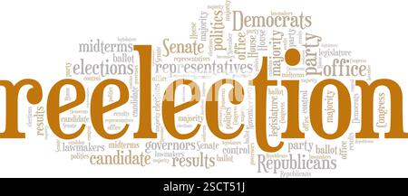 Création conceptuelle de nuage de mots de réélection isolée sur fond blanc. Illustration de Vecteur