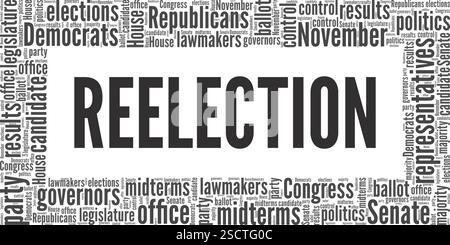 Création conceptuelle de nuage de mots de réélection isolée sur fond blanc. Illustration de Vecteur