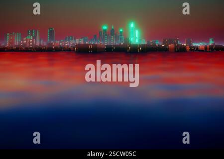 Horizon de Philly rendu par CGI. La vision « Green Country Towne » de William Penn façonne toujours l'ambiance de la ville. Banque D'Images