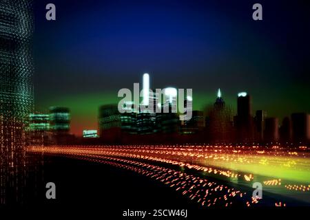 Horizon de Philly rendu par CGI. La vision « Green Country Towne » de William Penn façonne toujours l'ambiance de la ville. Banque D'Images