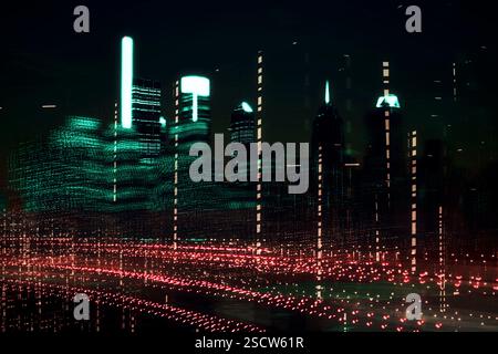 Horizon de Philly rendu par CGI. La vision « Green Country Towne » de William Penn façonne toujours l'ambiance de la ville. Banque D'Images