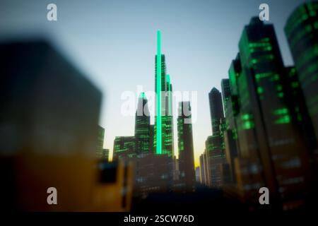 Horizon de Philly rendu par CGI. La vision « Green Country Towne » de William Penn façonne toujours l'ambiance de la ville. Banque D'Images