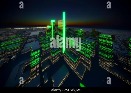 Horizon de Philly rendu par CGI. La vision « Green Country Towne » de William Penn façonne toujours l'ambiance de la ville. Banque D'Images