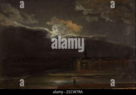 Clair de lune au-dessus de Dresde, c1810-1850. Banque D'Images