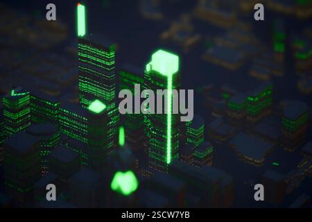 Horizon de Philly rendu par CGI. La vision « Green Country Towne » de William Penn façonne toujours l'ambiance de la ville. Banque D'Images