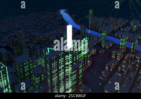 Horizon de Philly rendu par CGI. La vision « Green Country Towne » de William Penn façonne toujours l'ambiance de la ville. Banque D'Images