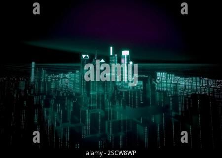 Horizon de Philly rendu par CGI. La vision « Green Country Towne » de William Penn façonne toujours l'ambiance de la ville. Banque D'Images