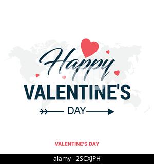 Illustration vectorielle de typographie Happy Valentines Day. Modèle romantique pour célébrer la Saint-Valentin le 14 février. Papier peint, flyer, affiche Illustration de Vecteur