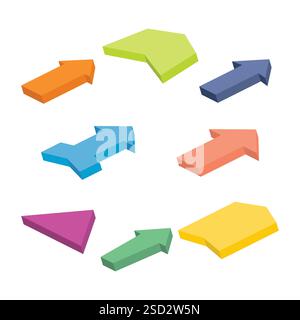 Ensemble de huit flèches isométriques colorées. Illustration vectorielle Illustration de Vecteur