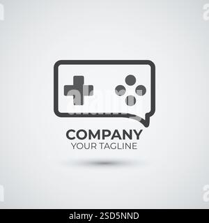 modèle de conception d'icône de chat de logo de console de jeu et de bâton de jeux vidéo Illustration de Vecteur