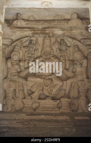 Temple Kailasanatha, architecture du temple dravidien, période Pallava (VIIe - IXe siècle), district Kanchipuram, État Tamil Nadu, Inde, Asie Banque D'Images