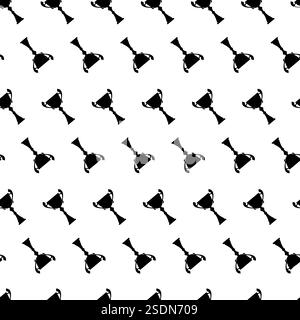 Coupe trophée gagnante sans couture. Texture silhouette simple noire. Prix du championnat pour la première place. Illustration vectorielle. Illustration de Vecteur