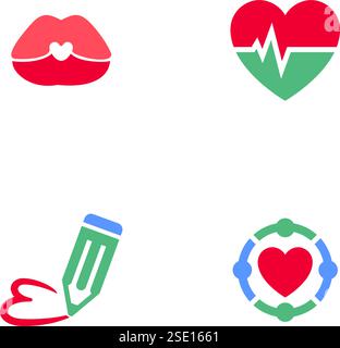 Définissez des icônes ou des symboles de la Saint-Valentin, des signes de vacances conçus pour la célébration, un style moderne à la mode vectorielle. Illustration de Vecteur