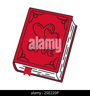 Love Story Book style doodle. Dessiné à la main style plat tendance amour icône isolée. Symbole romantique de l'amour pour le tatouage d'affiche de conception graphique Web Valentines Day carte de voeux ligne art illustration vectorielle Illustration de Vecteur