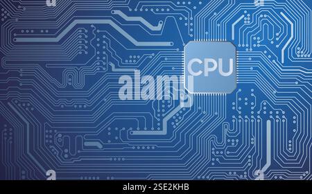 CPU sur carte bleue Illustration de Vecteur