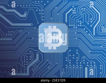 Illustration vectorielle de concept bitcoin de crypto-monnaie bleue Illustration de Vecteur