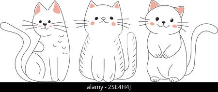 ensemble de croquis de chats, collection dans le vecteur isolé de style doodle Illustration de Vecteur