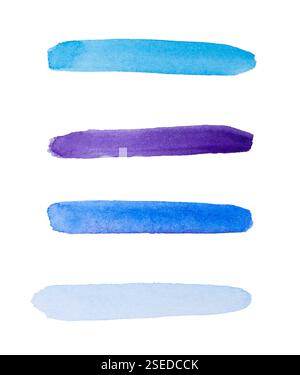 Aquarelle, échantillons de couleur peints sur papier blanc Banque D'Images