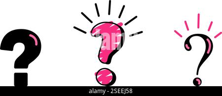 Point d'interrogation linéaire sur fond blanc. Définir l'icône dans le style Doodle. Illustration vectorielle. Illustration de Vecteur