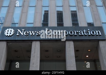 New York, États-Unis. 07 février 2025. Le bâtiment de la News Corporation est vu à Manhattan, New York. Crédit : SOPA images Limited/Alamy Live News Banque D'Images
