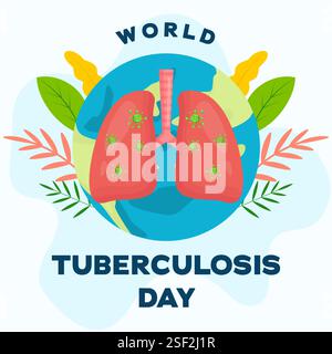 illustration pour la journée mondiale de la tuberculose en plan Illustration de Vecteur