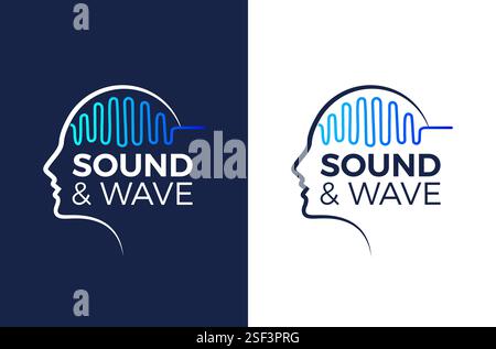 Logo d'onde cérébrale humaine, logo de son humain, conception de logo d'onde sonore, concept de concept de conception de logo de technologie d'onde cérébrale impulsion d'icône, fréquence et numérique Illustration de Vecteur