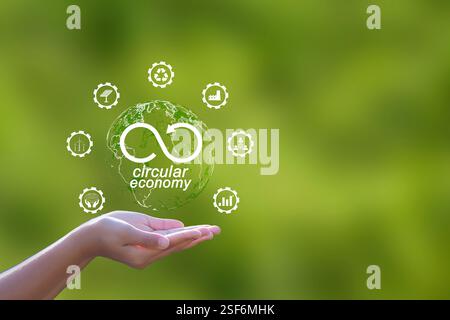 Graphique environnemental circulaire vert production de modèles industriels durables recycler Banque D'Images