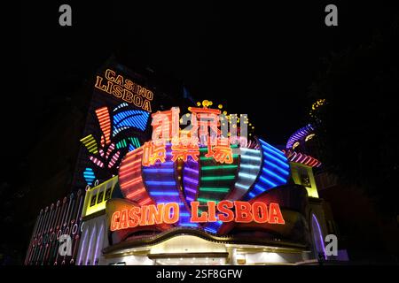 Macao la nuit, Chine, Asie Banque D'Images