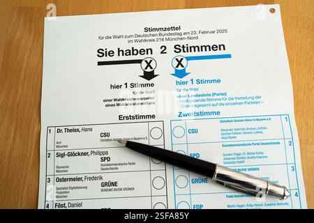 Bulletin de vote pour l'élection du Bundestag Banque D'Images
