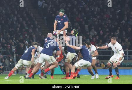 Londres, Royaume-Uni. 08th Feb, 2025. François Cros de France lors du Championnat Guinness des six Nations masculin entre l'Angleterre et le stade Franceat Allianz, Twickenham, Londres le 08 février 2025 crédit : action Foto Sport/Alamy Live News Banque D'Images