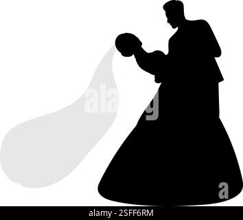 silhouette noire de la mariée et du marié sur un fond blanc, isolé Illustration de Vecteur