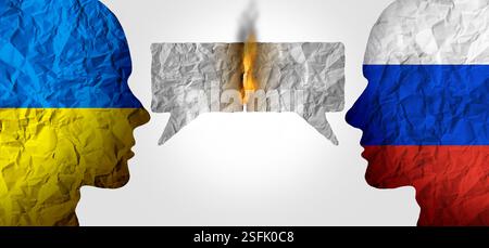 Ukraine Russie les pourparlers comme une impasse politique ou paralysé les négociations entre Ukrainiens et Russes pour trouver la paix pour mettre fin à la guerre comme un échec de cessation Banque D'Images