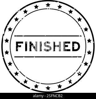 Grunge noir fini mot rond sceau en caoutchouc timbre sur fond blanc Illustration de Vecteur