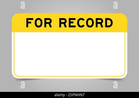 Bannière d'étiquette avec titre jaune avec mot pour enregistrement et espace de copie blanc, sur fond gris Illustration de Vecteur