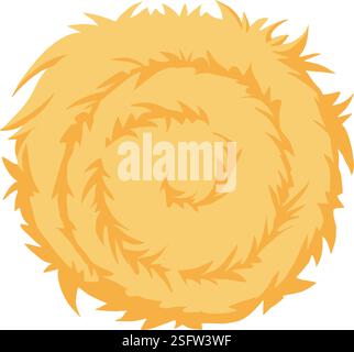 Dessin animé agricole haycock. Balle de foin, botte de foin rurale, pile roulée et paille de fourrage, icône d'illustration vectorielle plate de bottes de foin de ferme séchées sur blanc Illustration de Vecteur