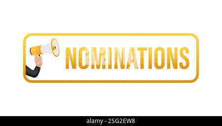 Homme d'affaires tenant mégaphone faisant l'annonce des nominations Illustration de Vecteur
