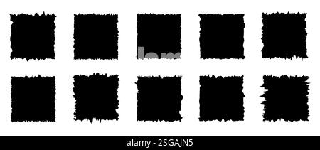 Carré déchiqueté. Jeu de morceaux de papier déchirés. Ensemble d'éléments grunge texturés pour collage, zone de texte, bannière, autocollant. Illustration vectorielle isolée sur blanc Illustration de Vecteur