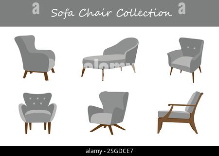 collection de chaises de canapé dans différentes poses. Illustration vectorielle. Illustration de Vecteur
