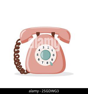 Illustration de téléphone rotatif rétro, isolé sur fond blanc Illustration de Vecteur