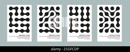 Ensemble de housse géométrique abstraite avec motif lignes et pois tendance Illustration de Vecteur